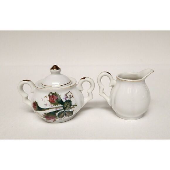 VINTAGE JAPAN MINITURE MOSS ROSE REPLACEMENT CREAMER/SUGAR BOWL - Picture 2 of 3